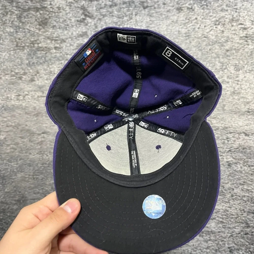 New Era 59Fifty New York Yankees Fitted Hat Purple MLB Embroidered‎ Wool Size 8